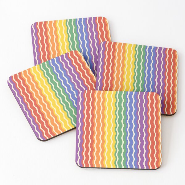 Item preview, Colorful wavy vertical rainbow stripes in pride flag colors designed and sold by Pravokrugulnik.