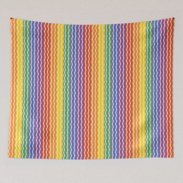 Item preview, Colorful wavy vertical rainbow stripes in pride flag colors designed and sold by Pravokrugulnik.