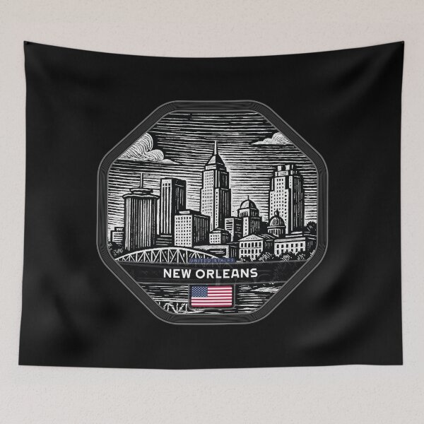 Item preview, New Orleans USA Linocut Style  designed and sold by Thistle-TShop.