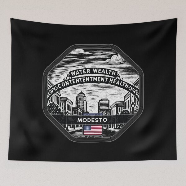 Item preview, Modesto USA Linocut Style  designed and sold by Thistle-TShop.