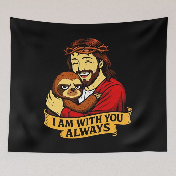 Item preview, Matthew 28:20 I am with you always Jesus Hugging Grumpy Sloth designed and sold by plushism.