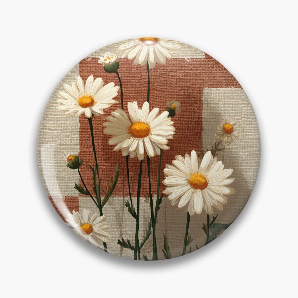 Item preview, White Daisy on Earth Tone Patchwork Background Neutral Floral Design designed and sold by daila70.