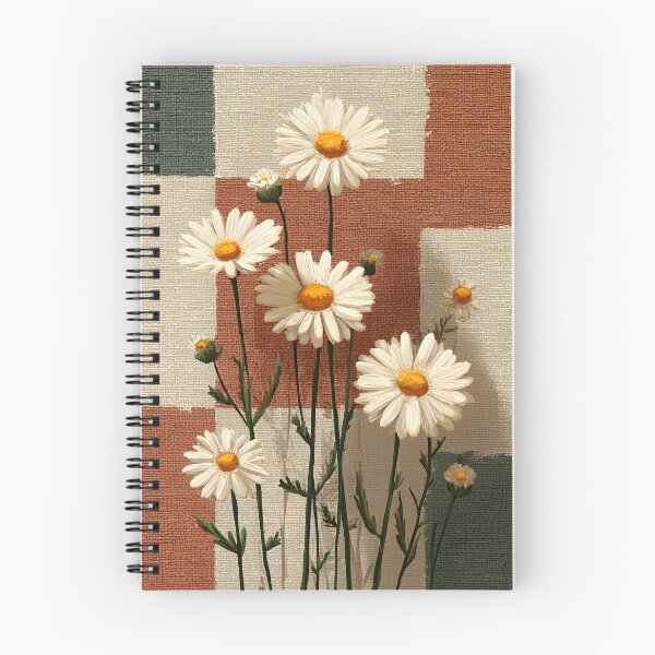 Item preview, White Daisy on Earth Tone Patchwork Background Neutral Floral Design designed and sold by daila70.