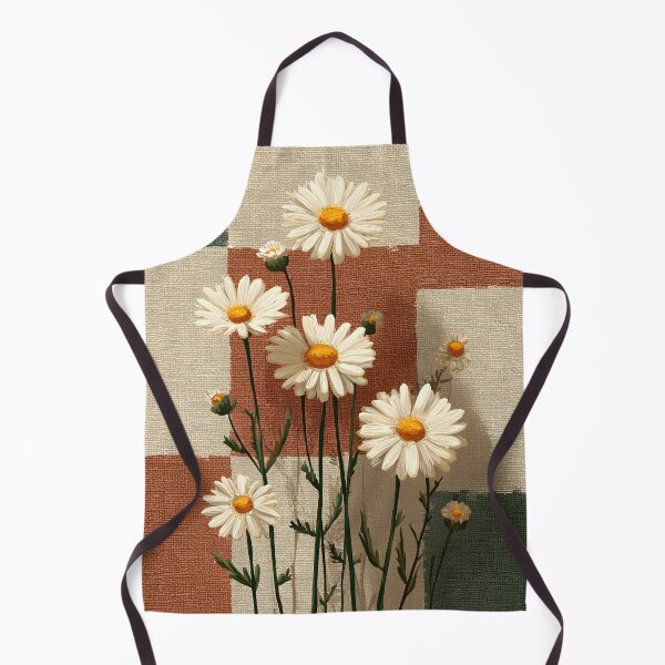 Item preview, White Daisy on Earth Tone Patchwork Background Neutral Floral Design designed and sold by daila70.