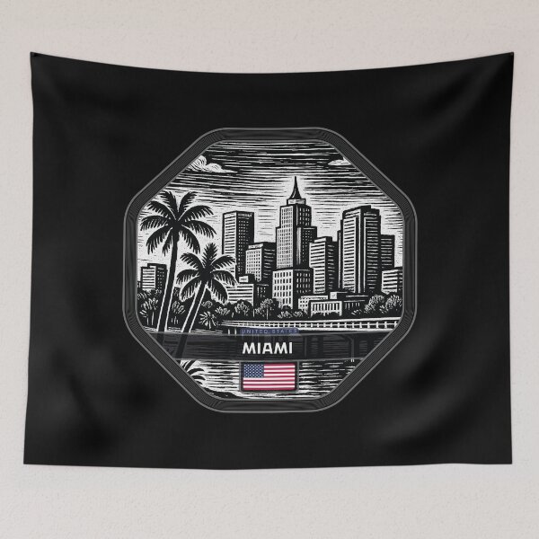 Item preview, Miami USA Linocut Style  designed and sold by Thistle-TShop.