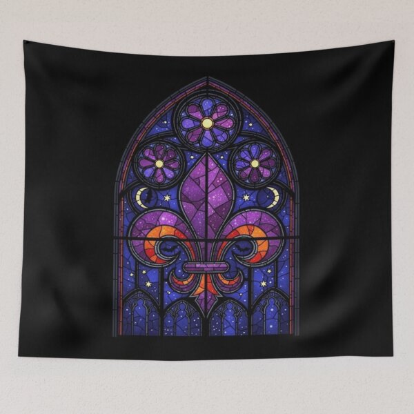 Item preview, Fleur De Lys Stained Glass Halloween Gothic Cathedral Window French designed and sold by ProjectNoah.