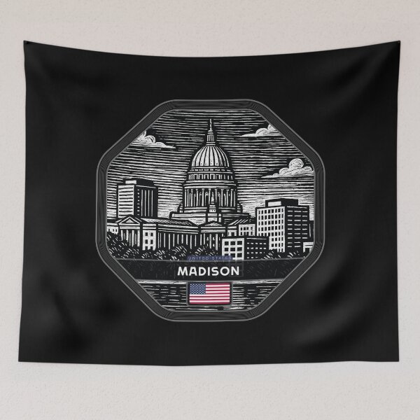 Item preview, Madison USA Linocut Style  designed and sold by Thistle-TShop.