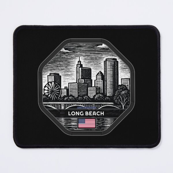 Item preview, Long Beach USA Linocut Style designed and sold by Thistle-TShop.