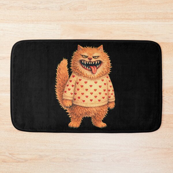 Item preview, Funny Creepy Cat in Heart Sweater designed and sold by MoonfurStudio.