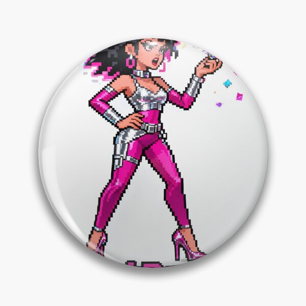 Item preview, A pixelated woman in a pink and silver outfit on transparent background designed and sold by Creative88Art.