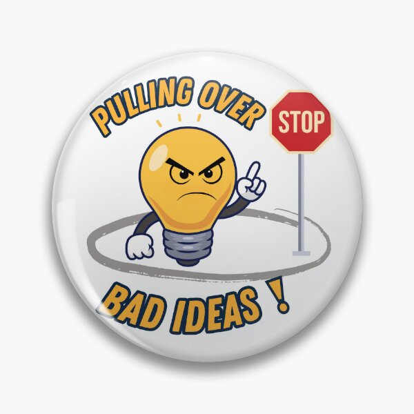 Item preview, Bad Idea Stopped – Funny Lightbulb at Stop Sign Design designed and sold by TestudoDesign.