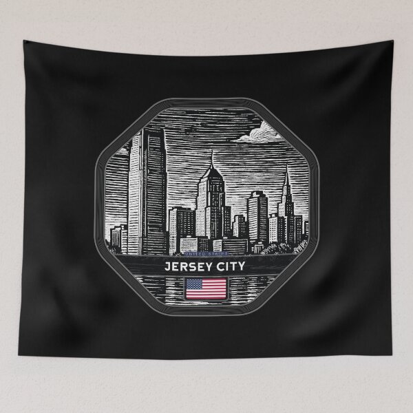 Item preview, Jersey City USA Linocut Style  designed and sold by Thistle-TShop.