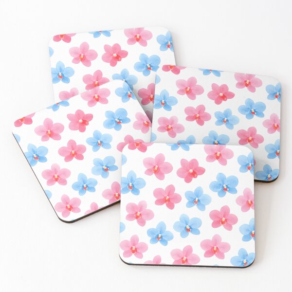 Item preview, Little pink and blue orchids flowers designed and sold by uunaa.