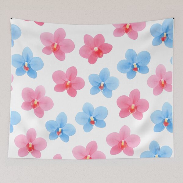 Item preview, Little pink and blue orchids flowers designed and sold by uunaa.