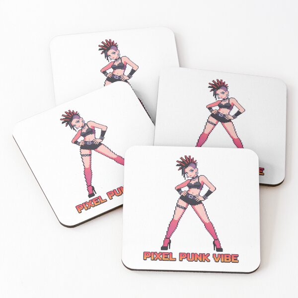 Item preview, A pixelated punk woman standing confidently on transparent background designed and sold by Creative88Art.