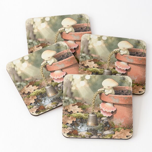 Item preview, Mushroom Folk Water Gathering - Cottagecore Fantasy designed and sold by PictorialWhimsy.