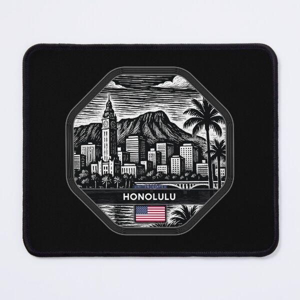 Item preview, Honolulu USA Linocut Style designed and sold by Thistle-TShop.