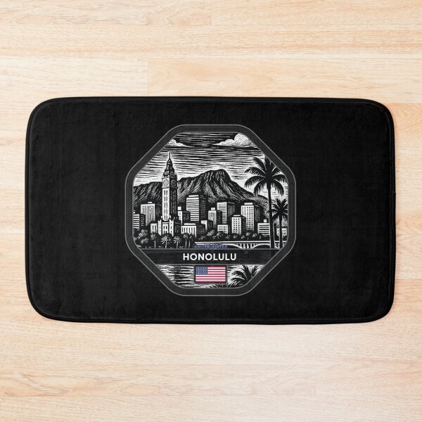 Item preview, Honolulu USA Linocut Style  designed and sold by Thistle-TShop.