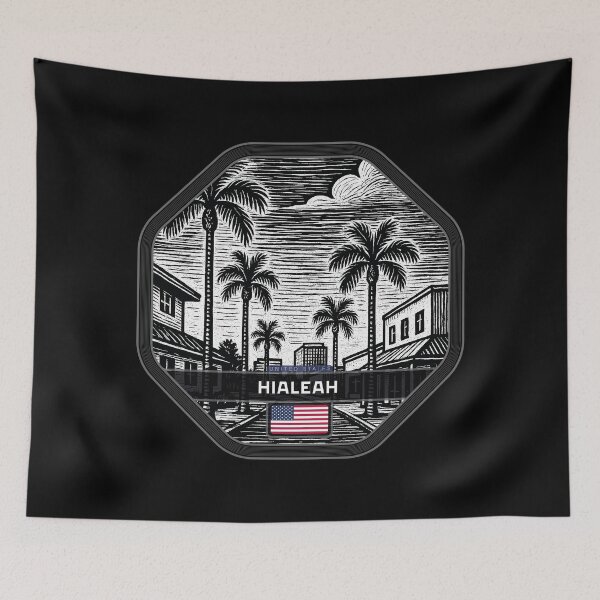 Item preview, Hialeah USA Linocut Style  designed and sold by Thistle-TShop.