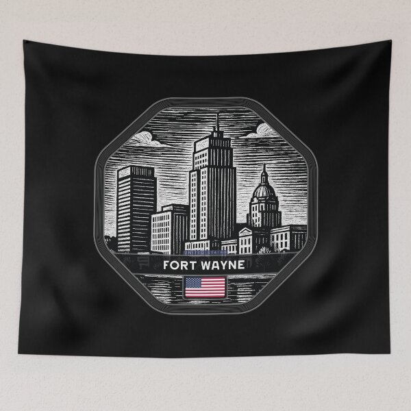Item preview, Fort Wayne USA Linocut Style  designed and sold by Thistle-TShop.