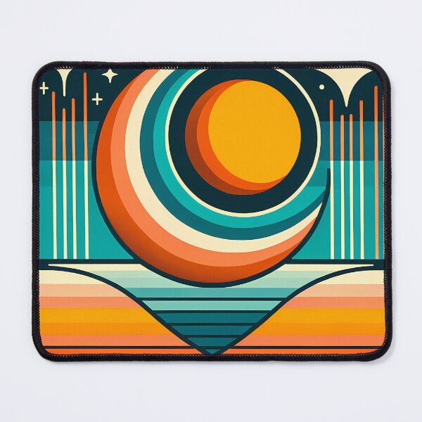 Item preview, Geometric Sun Moon Over Striped Horizon designed and sold by InkSmithery.