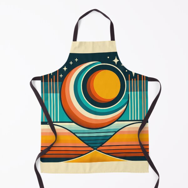 Item preview, Geometric Sun Moon Over Striped Horizon designed and sold by InkSmithery.