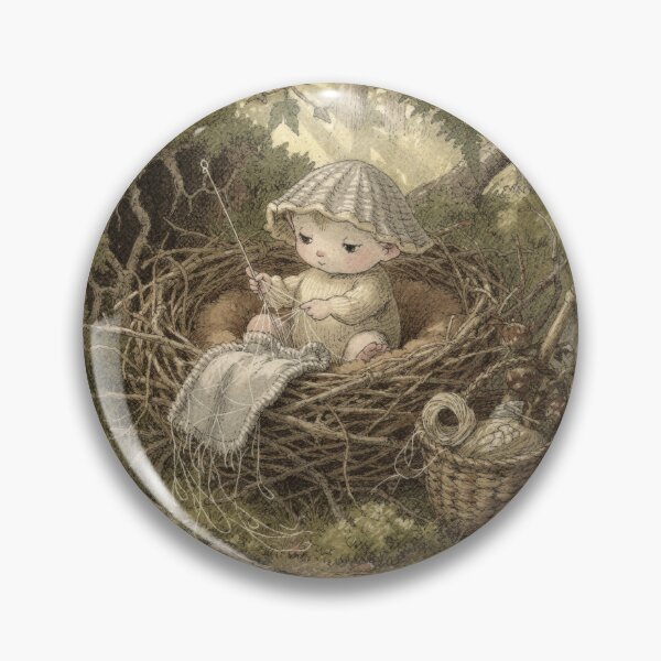 Item preview, Mushroom Folk Mending - Cottagecore Forest Art designed and sold by PictorialWhimsy.