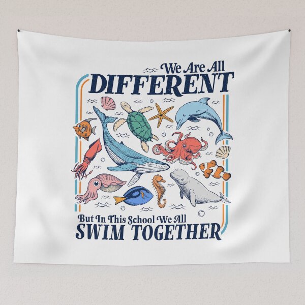 Item preview, We Are all Different But in This School We all Swim Together designed and sold by AutumnverArt.