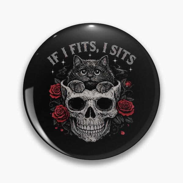 Item preview, Gothic Black Cat Skull Minimalist Humor If I Fits I Sits designed and sold by Patchina.