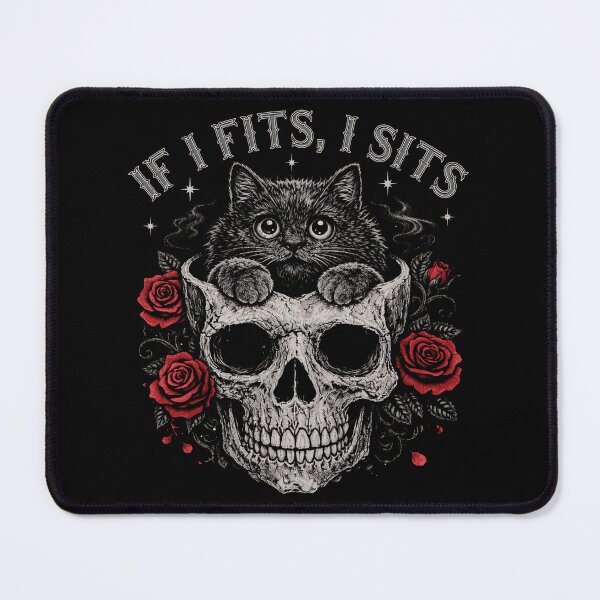 Item preview, Gothic Black Cat Skull Minimalist Humor If I Fits I Sits designed and sold by Patchina.