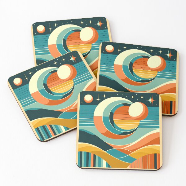 Item preview, Geometric Sun and Moon Over Abstract Desert designed and sold by InkSmithery.