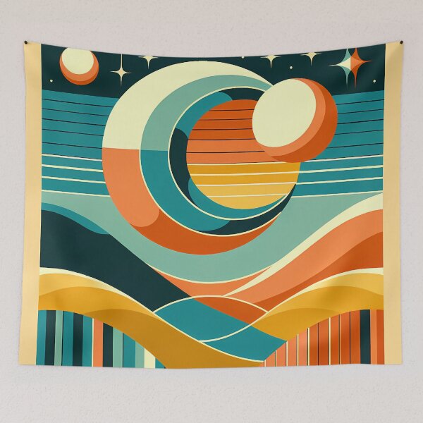 Item preview, Geometric Sun and Moon Over Abstract Desert designed and sold by InkSmithery.