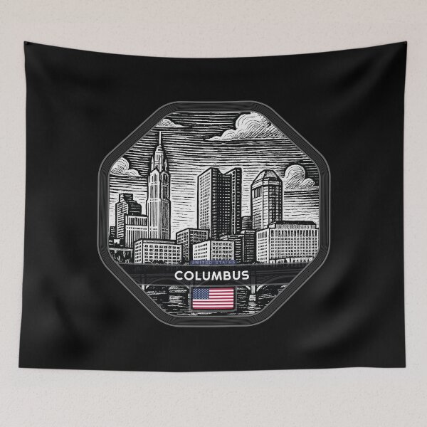 Item preview, Columbus USA Linocut Style  designed and sold by Thistle-TShop.