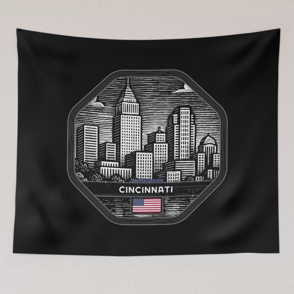 Item preview, Cincinnati USA Linocut Style  designed and sold by Thistle-TShop.