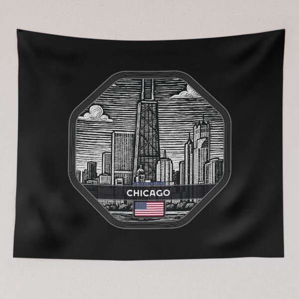 Item preview, Chicago USA Linocut Style  designed and sold by Thistle-TShop.