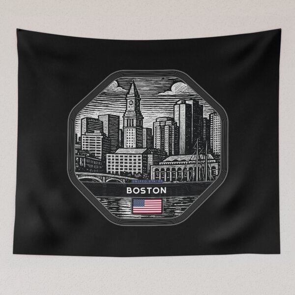 Item preview, Boston USA Linocut Style  designed and sold by Thistle-TShop.