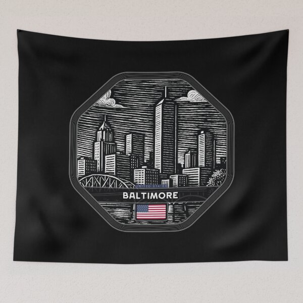 Item preview, Baltimore USA Linocut Style  designed and sold by Thistle-TShop.