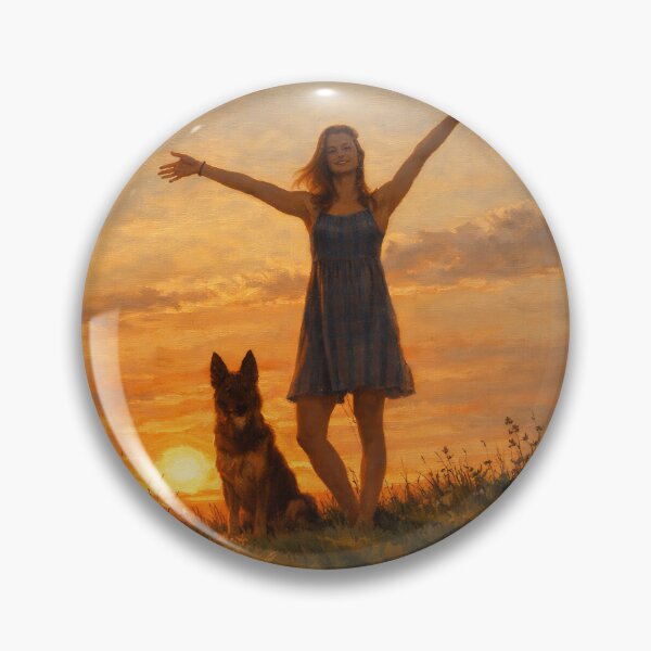 Item preview, Original Work. Sunset Summertime Girl and the Dog designed and sold by byaga.