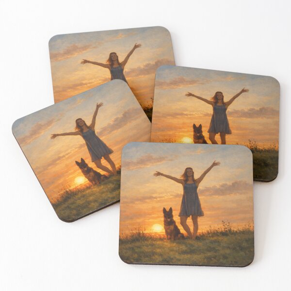 Item preview, Original Work. Sunset Summertime Girl and the Dog designed and sold by byaga.