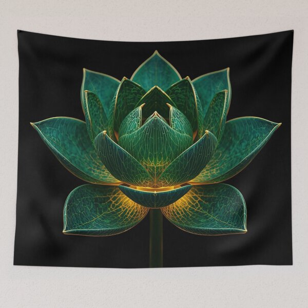 Item preview, Emerald Gold Lotus Mystical Botanical Art designed and sold by Quotable Gear.