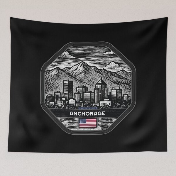 Item preview, Anchorage USA Linocut Style  designed and sold by Thistle-TShop.