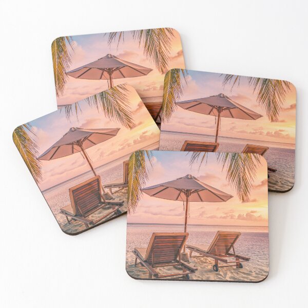 Item preview, Love Couple Two Beach Chairs Umbrella Palm Tree Sunset designed and sold by icemanphotos.