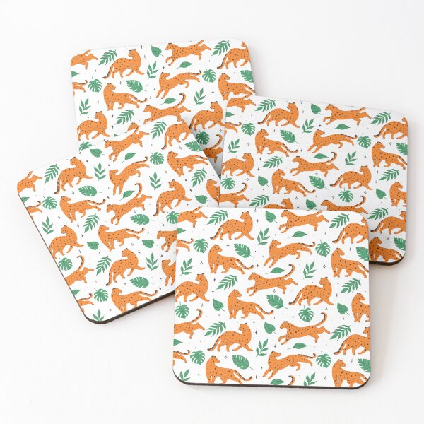 Item preview,  leopards in various poses and tropical leaves designed and sold by burbura.
