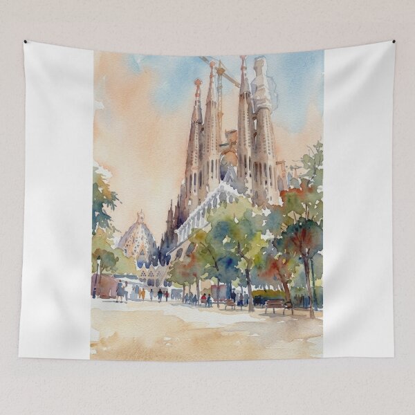 Item preview, Sagrada Familia Barcelona Park Alley Watercolor designed and sold by caracatita75.