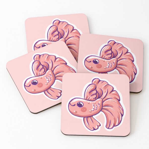Item preview, Cute pink kawaii betta fish designed and sold by sianelliot.
