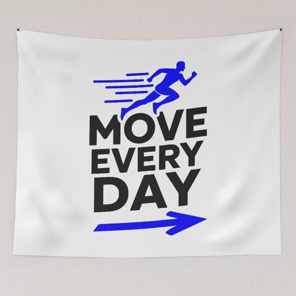 Item preview, Move Every Day Electric Blue Runner Motivation designed and sold by FunFitLife Studio.