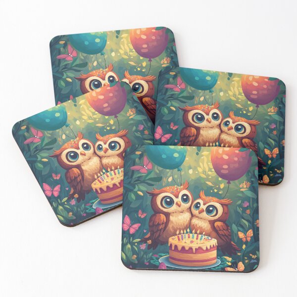 Item preview, Owl Birthday Illustration designed and sold by Leylita Design.