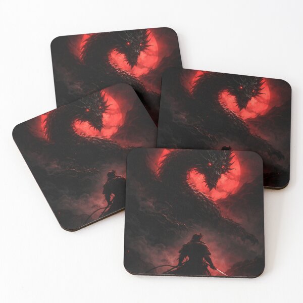 Item preview, Shadow Dragon Samurai Art – Dark Fantasy Red Sun Cinematic Design designed and sold by avwear.