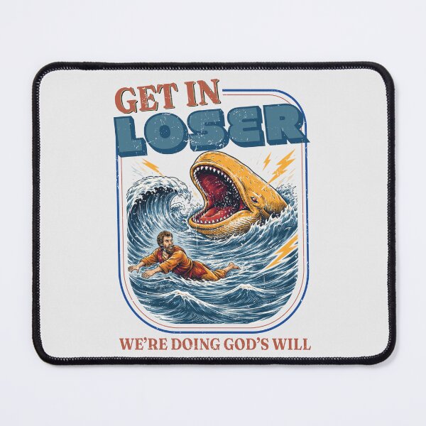 Item preview, Get In Loser Were Doing Gods Will Shirt Funny Christian Shirt Jonah and the Whale Retro Vintage Faith Tee Bible Humor Gift designed and sold by LessIsLoud.