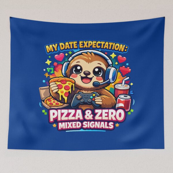 Item preview, Gaming Sloth Pizza and Zero Mixed Signals Gamer designed and sold by SplashTastic.